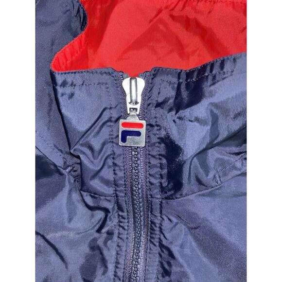 FILA Womens Windbreaker Jacket Medium 90s Retro Y2K Red White Blue Lined Pockets - Picture 6 of 12